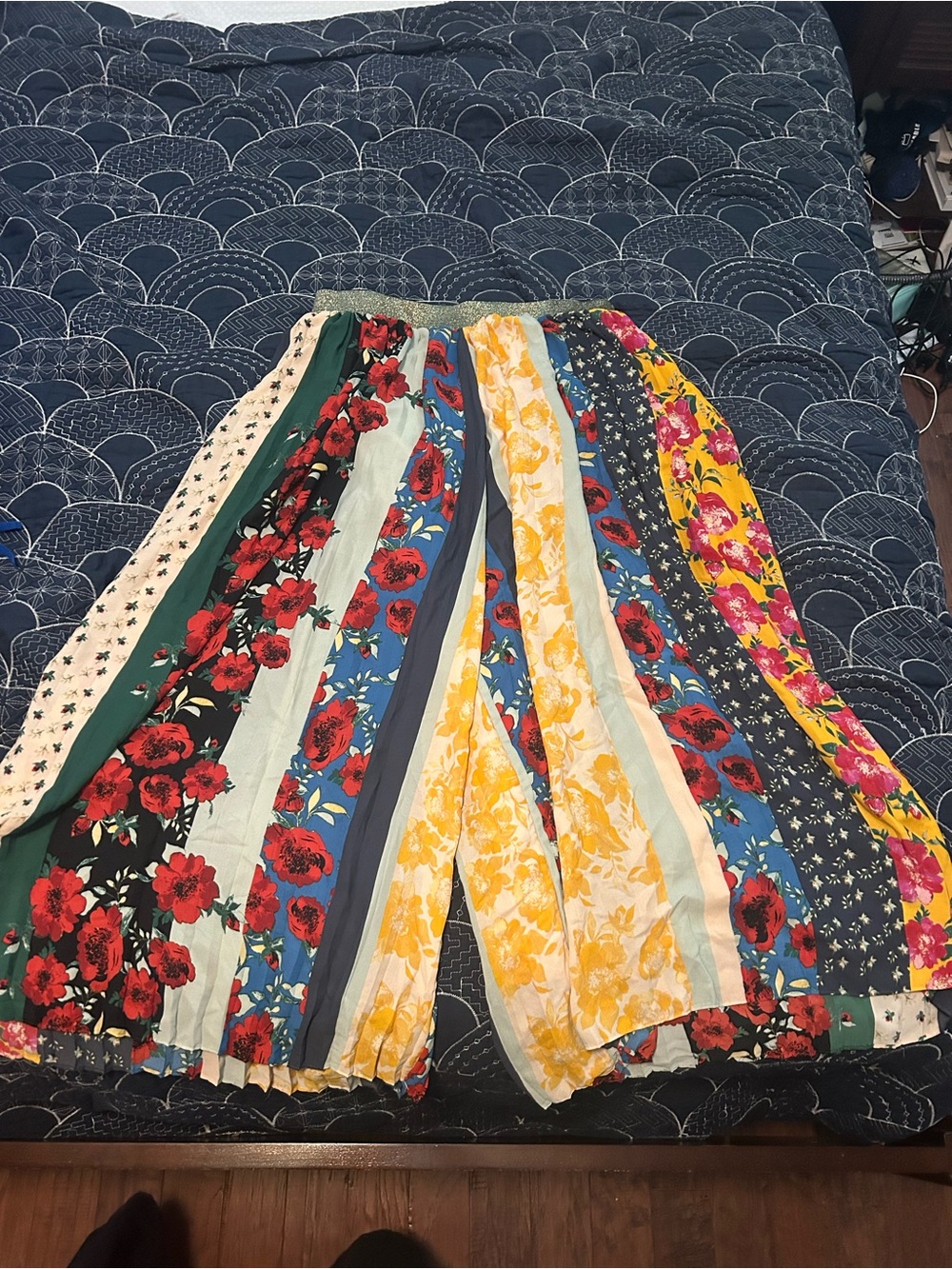 Multi-Color Floral Stripe Kids Skirt